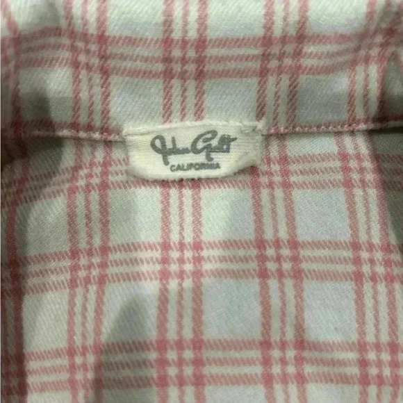 Brandy Melville John Galt Small Vivian Plaid Crop Top Collar Light Pink White - Picture 4 of 5